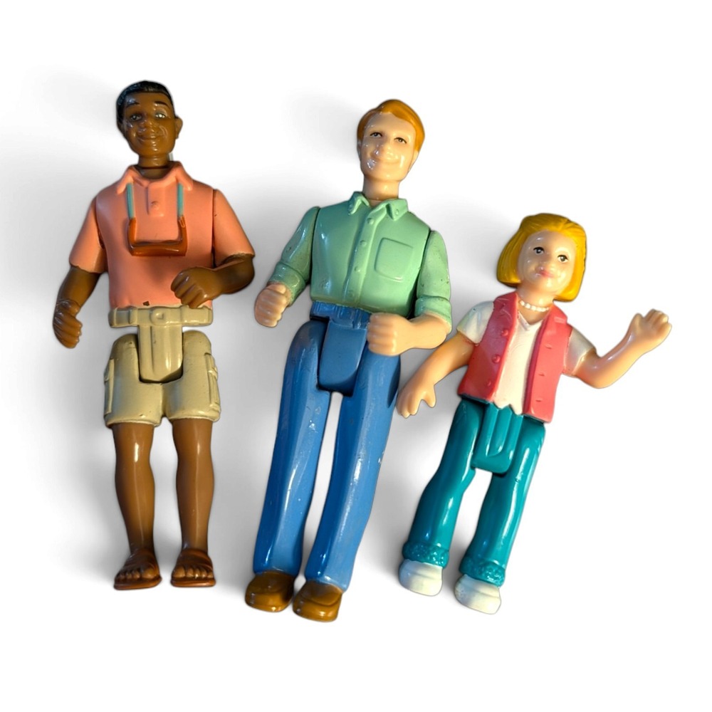 Fisher Price Loving Family SWEET STREETS 3 Dolls African American Dads Daughter